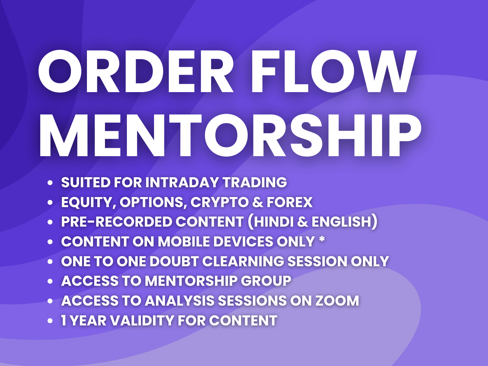One to One Orderflow Intraday Mentorship 2.0 | Hindi & English | Android &  IOS Only